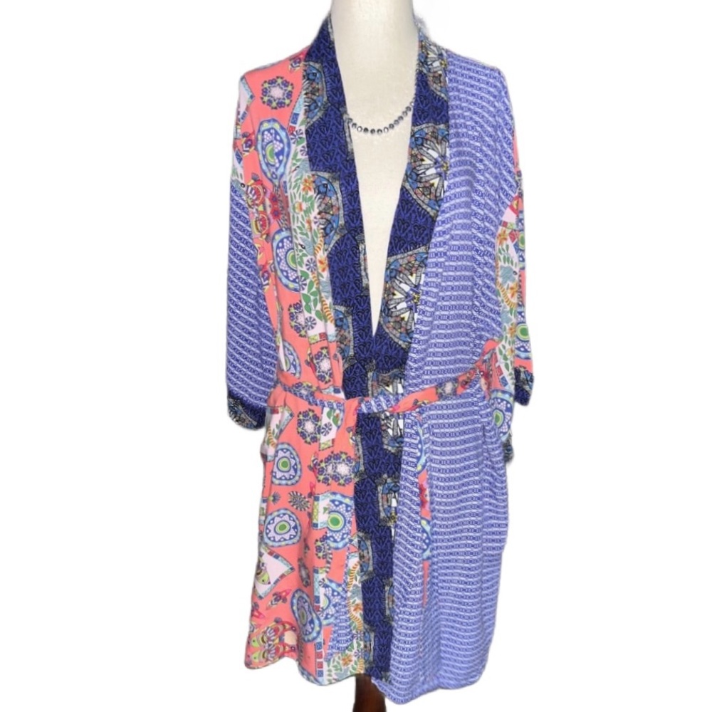 Bollydoll (Neiman Marcus) ~ S/Medium ~ Fish/ Geometric Designs ~ Blue/Pink~ Robe
